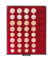 Bandeja de monedas Cristal ahumado para 5 × encapsulados juegos de monedas Euro [Lindner 2956], Con cajón en óptica de cristal ahumado, marco transparente y inserto de terciopelo rojo oscuro