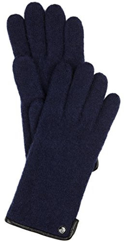 Roeckl Wollhandschuhe mit Lederpaspel Strickhandschuhe Wollhandschuhe (8 HS - blau)