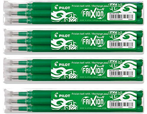 Pilot FriXion Ball Tintenroller 0,7 Ersatzminen Nachfüllminen | 4 Set á 3 Stk grün
