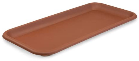 MePla Blumentopf-Untersetzer für Pflanzentrog - länglicher Kunststoff-Unterteller - wetterfestes Pflanzgefäß - UV-beständig - 57x28 cm (Innen: 48,5x20 cm) - Terracotta