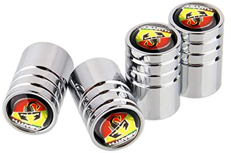 Abarth Fiat Deluxe-Ventilkappen, 4 Stück, Chrome, Universelle Passform, PKW, Kunststoff, Reifenventilkappe