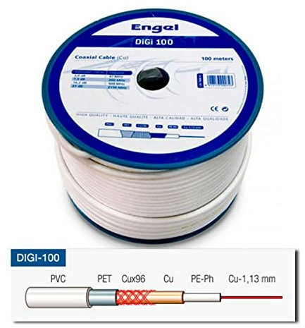Cable coaxial antena ENGEL/AXIL CA7400R | ENGEL/AXIL Rollo 100 metros Color Blanco ENGEL/AXIL Cables Antena TV