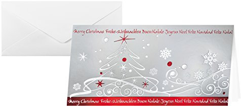 SIGEL DS393 hochwertiges Weihnachtskarten Set mit Umschlag | DIN lang | 10 Stück | mit Prägung | Winter Breeze | ideal zum Bedrucken