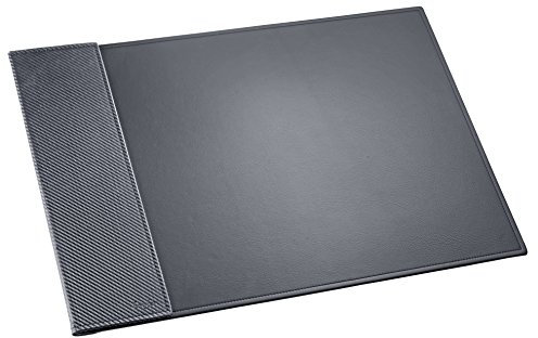 Läufer 38058 Concerto Schreibtischunterlage aus Leder mit Kalender und Notizblock, Echt Leder, schwarz, carbon, Ziernaht gold, Handgefertigt aus Echtleder in Deutschland, Schreibunterlage aus Leder
