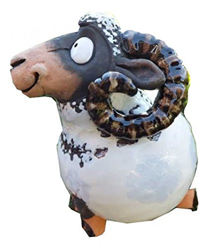 Keramik Gartenstecker Gartenkugel Blumenstecker Beetstecker Schafsbock