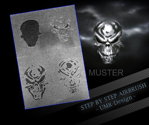 Step by Step Airbrush Schablone Schädel 032