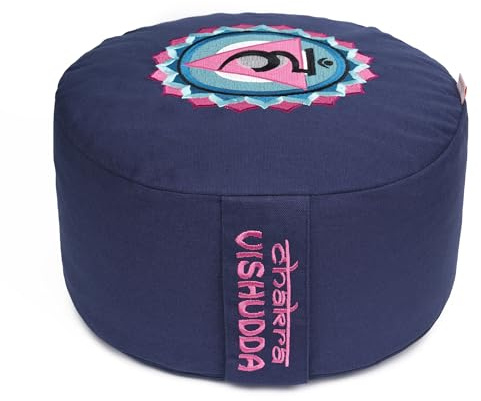 Yogabox Meditationskissen Glückssitz® Chakra, 5.Chakra Kehlkopf-Chakra (Vishudda) / blau