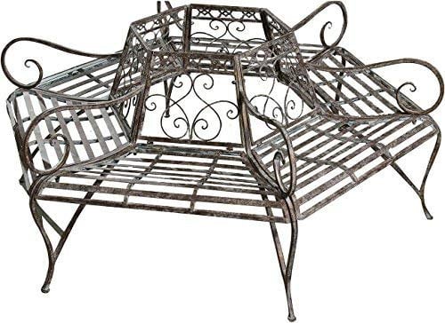 Biscottini Baumbank rund 153x153x86 cm | baumbank Metall rund | Gartenbank wetterfest | Sitzbank Garten | gartenbank Metall | Bank Garten