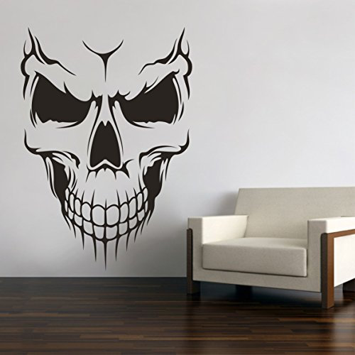 Skull Totenkopf Schädel Wandtattoo Wandaufkleber Wandsticker Wohnzimmer Auto Aufkleber Sticker (40 x 28 cm, per Mail)