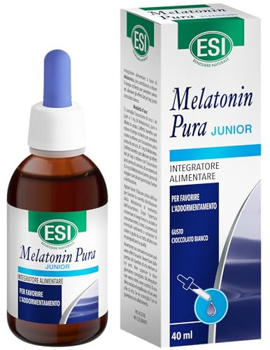 ESI - Melatonin Pura Junior, Integratore Alimentare di Melatonina Per Bambini, in Gocce, Senza Glutine, Senza Zuccheri e Vegan, Favorisce il Sonno, 40 ml