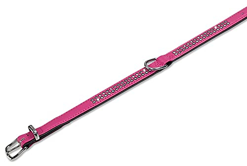 Nobby Halsband Crystal zweireihig, Fuchsia/schwarz 47 cm (35-41 cm), 17/19 mm, 1 Stück