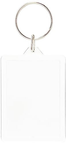 Baker Ross E4572 Lot de 8 Porte-Clés à personnaliser - Idéal comme cadeau de pochette surprise, Blanc, 50mm x 35mm