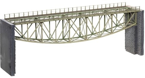 NOCH Fischbauchbrücke mit Brückenköpfen, ideal für Modelleisenbahn, Spur H0, inklusive Laser-Cut Spezialkleber zum einfachen Zusammenbauen