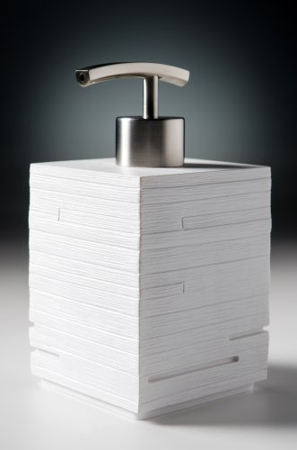 Moderner Seifenspender aus hochwertigem Kunststoff, Edelstahlpumpe, Elegantes Design, Calero White