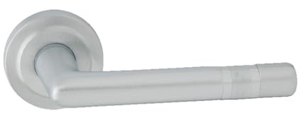 domino Türgriff Drückergarnitur Türklinke für Zimmertür, Bürotür, Kellertür & Innentür Türbeschläge aus Messing Chrom satiniert/Chrom Türdrückergarnitur PALLAS-R M50/M6