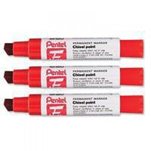 Pentel M180 Jumbo Red Chisel Tip Marker (Pack of 6) M180/6-B