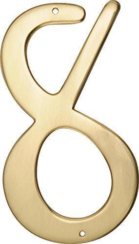 Hillman 847050 Brass 4-Inch Nail-On Traditional Solid House Number 8, 4 Inch