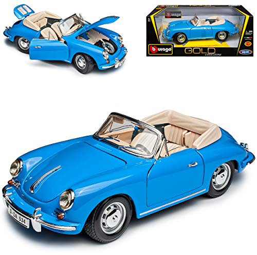 Porsche 356B Cabrio Hell Blau 1961 1959-1963 18-12025 1/18 Bburago Modell Auto mit individiuellem Wunschkennzeichen