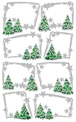 bsb Sticker - Aufkleber zu Weihnachten - Stickerbogen in 7,8 x 12,5 cm - selbstklebende Sticker mit Rahmen und Tannen zum selbst beschriften