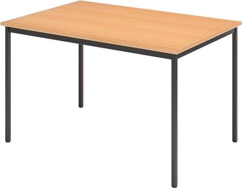 bümö Tisch, Multifunktionstisch 120 x 80 cm in Buche/Schwarz - Besprechungstisch, Konferenztisch, Meetingtisch, Mehrzwecktisch, Pausentisch, Besprechungsraum, Meetingraum, Pausenraum