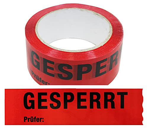 12 Rollen Klebeband Gesperrt, Prüfer: Rolle 50 mm x 66 lfm Absperrband Paketband Packband Warnband Hinweisklebeband