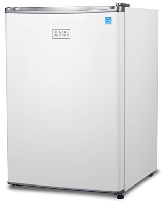 BLACK+DECKER 2.5 Cu. Ft. Compact Refrigerator, ENERGY STAR Certified, Single Door Mini Fridge with Chiller Compartment, Personal Fridge for Home or Dorm Room, R600a Refrigerant, BCRK25W, White