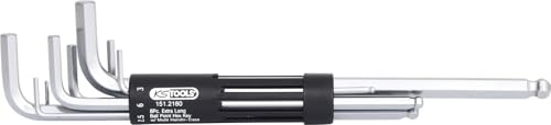 KS TOOLS 151.2180 Jeu de 8 clés mâles 6 pans - clé allen tête sphérique | Jeu de 8 clés mâles 6 pans extra-longues à tête sphérique , 2 à 10 mm, chrome vanadium
