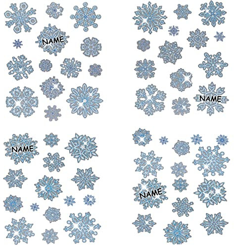 alles-meine.de GmbH 2 versch. Bögen: statisch haftende Fensterbilder - Glitzer/Glitter - Winter & Schneeflocken - incl. Name - Schneekristall/Schnee/Flocken - wiederver..