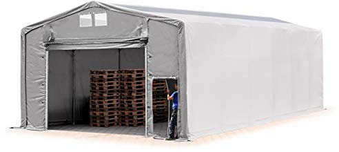 TOOLPORT Lagerzelt Zelthalle Weidezelt 8x12x4 m mit Hochziehtor - robuste PRIMEtex PVC Plane 2300 N mit Oberlicht - Wasserdicht
