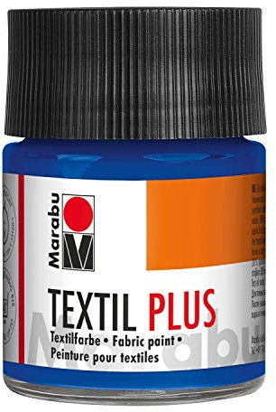Marabu 17150005055 - Textil Plus ultramarinblau dunkel 50 ml, volldeckende Stoffmalfarbe für dunkle Stoffe, geeignet für Stoffmalerei und Stoffdruck, nach Fixierung waschbeständig bis 40 °C