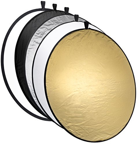 Mantona Faltreflektor (Diffusor) 5 in 1 (110 cm Durchmesser) gold, silber, schwarz, weiß