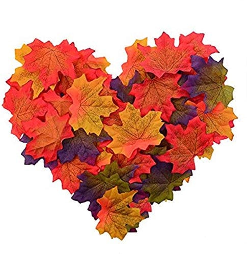 100 AUTUMN/MAPLE SILK LEAVES MULTI COLOURED/WEDDING/DECORATION