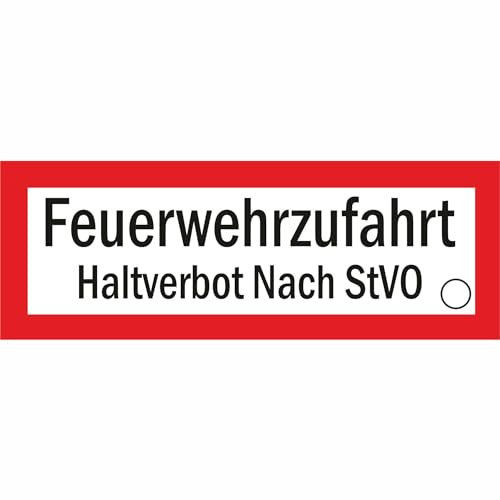 Indigos UG - Schild Feuerwehrzufahrt Haltverbot nach StVO Hinweischild, 59,40x21,00 cm - Warnung - Sicherheit - Hotel, Firma, Haus - Aluverbundplatte 3mm - Hinweisschild - Warnschild
