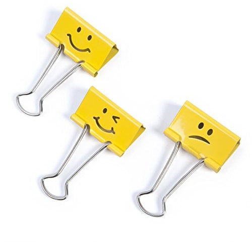 Rapesco 1354 Molle/Clips Fermacarte Divertenti 32 mm, Giallo Vivace, Confezione da 20