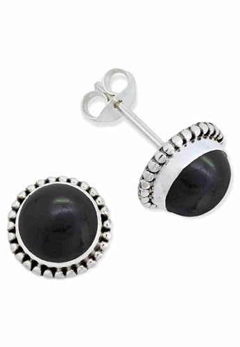 925 Sterling Silber Ohrstecker Damen | echtes Silber, verschiedene echte Steine zur Auswahl, handarbeit aus Indien, im Geschenkbeutel
