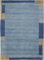 -LUXOR- living Teppich Wolle Manali, Nepalteppich, Kurzflor, handgeknüpft, Bordüre, Wolltepich für Schlafzimmer und Wohnzimmer, 60 x 90 cm Blau