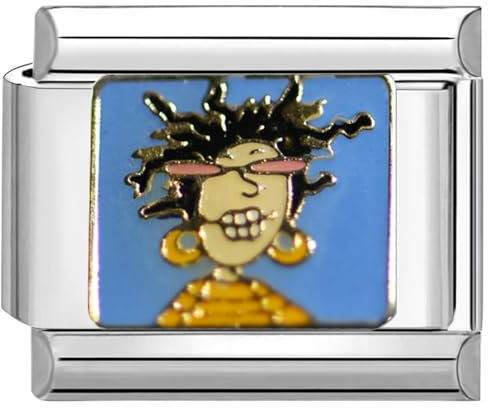 Quiges 9mm Italian Style Charm Modul aus Edelstahl Coole Frau für italienische Armbänder