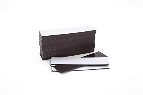 magnetische Etiketten 20x80mm, weiß, 50 Stück - magnetische Etiketten Zuschnitte, Magnetstreifen weiß, Lageretiketten beschriftbar, magnetisch