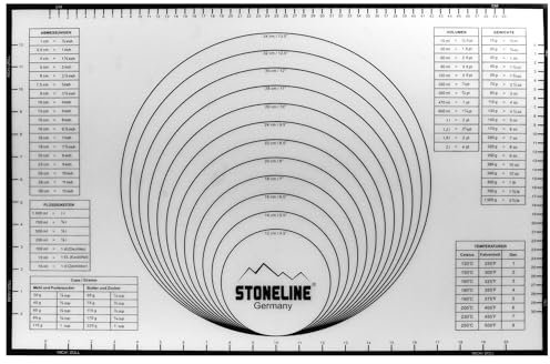 STONELINE Backmatte, 60 x 40 cm, aus Silikon, mit Hilfslinien und Umrechnungstabellen internationaler Maßangaben