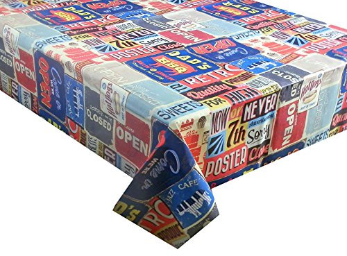 Vinyl PVC Tablecloth USA Retro Poster 2 metres (200x137cm) 6 Seater Size Rectangle Table, Wipe Clean, Textile Backed Plastic Oblong Table Cloth (115)