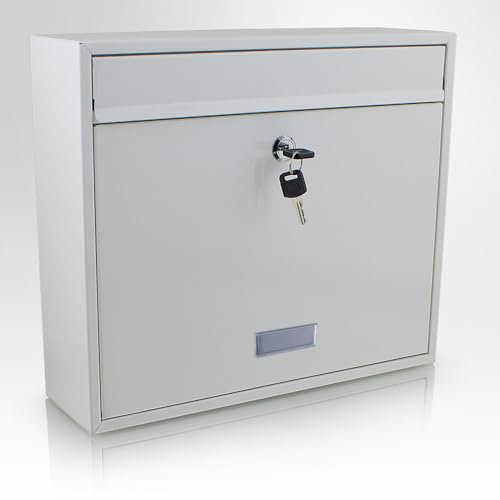 Bituxx Briefkasten Wandbriefkasten Postkasten Metall mit Fronteinwurf Weiß