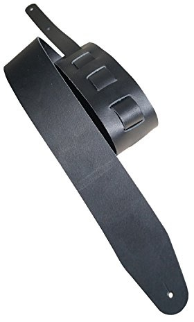 Leder Gitarrengurt 'Basic', in 10 Farben, 2 Längen und 3 Breiten, Echtleder, Farbe:schwarz, Größe:6cm breit / 90-130cm lang