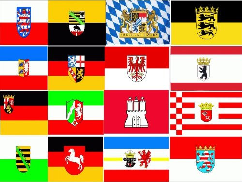 16 Deutsche Bundesländer auf 1ner Fahne Grösse 1,50x0,90m Flagge