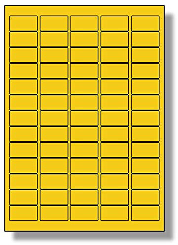 Label Planet® 65 Per Page/Sheet, 5 Sheets (325 Sticky Yellow Mini Labels), Blank Plain Matt Quality A4 Coloured Stickers, for Laser/Copier/Inkjet Printer, UK LP65/38C, 21.2 x 38.1 MM, Colour Coding
