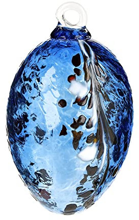 Marolin Handgefertigtes Osterei aus Glas, aquablau