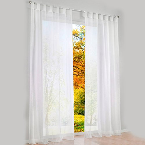 Transparent Schlaufen Gardine Schöne Vorhänge 1er-Pack Vorhang H*B 225 * 140cm Weiß