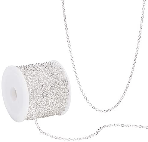 PH PandaHall 10m Iron Cross Chains for DIY Craft Bracelet Necklace Making, Silver
