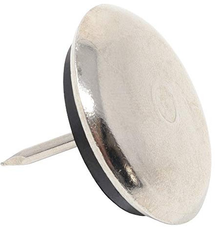 Adsamm® / 16 x Metallgleiter mit Puffer und Nagel / Silber / Ø 35 mm / rund / Möbelgleiter zum Nageln