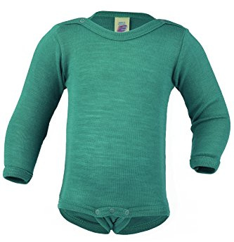 Engel Baby Body Langarm, Wolle Seide, Eisvogel, 62-68