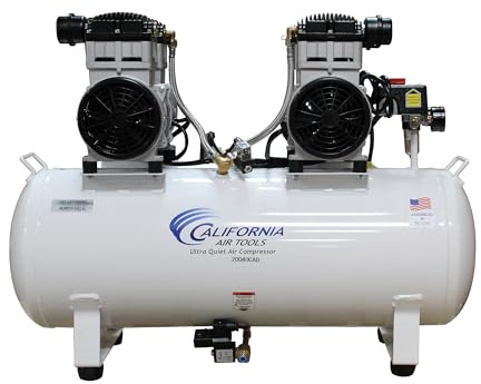 California Air Tools 20040CAD Powerful 4.0 HP Ultra Quiet and Oil-Free Air Compressor, 20 Gallon Tank, 75 dB Noise Level, White, 220v 60hz, with Automatic Drain Valve